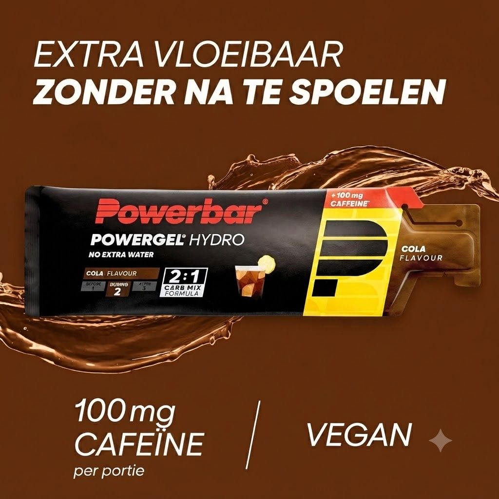 Voedingswaarde-informatie voor PowerBar PowerGel Hydro Cola, 100 ml en 67 ml.
