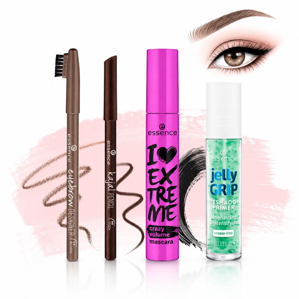 Essence - Oogmake-up Set – Mascara + Kajal + Oogschaduwbasis + Wenkbrauwpotlood