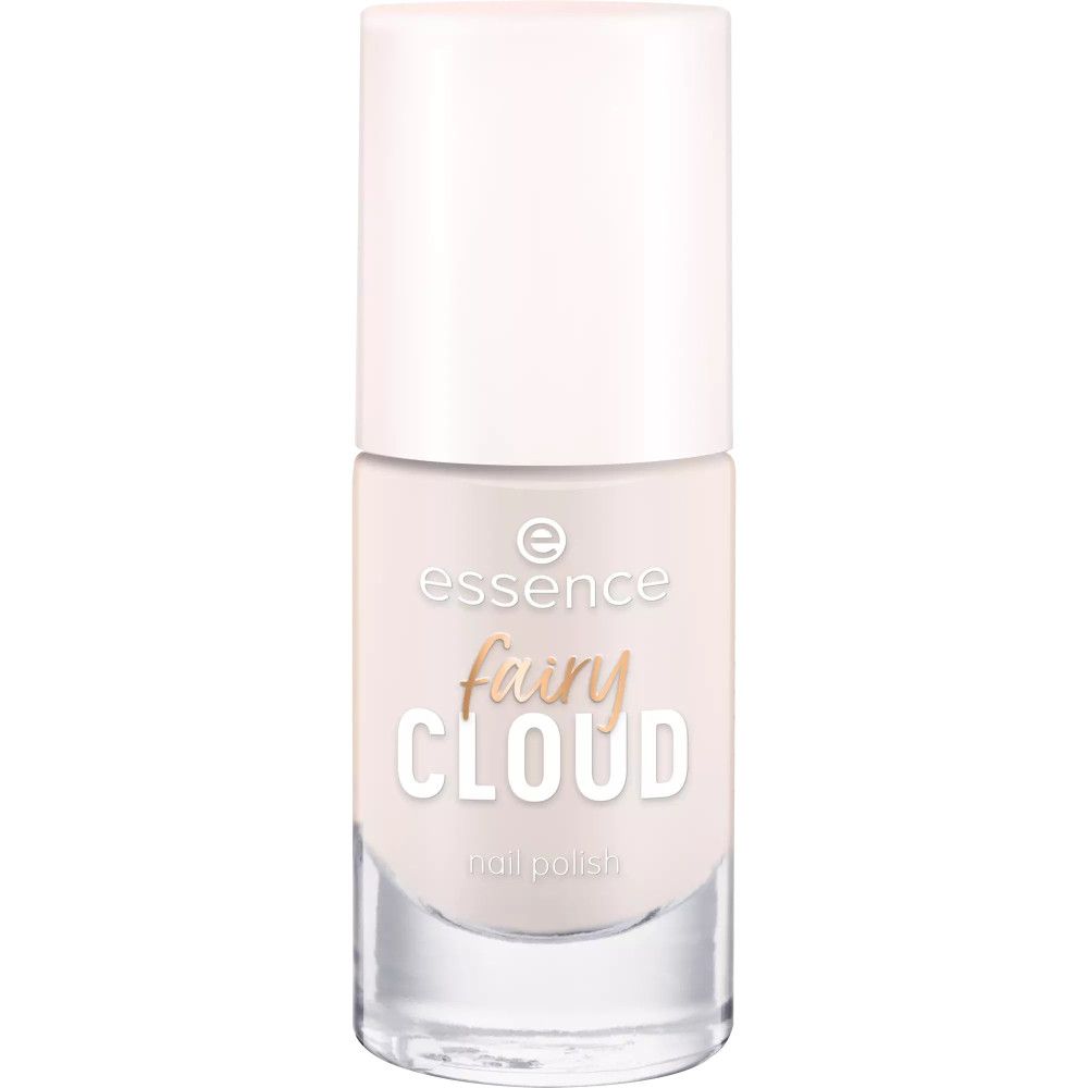 Flacon de vernis à ongles avec bouchon. Inscription "essence fairy cloud nail polish".