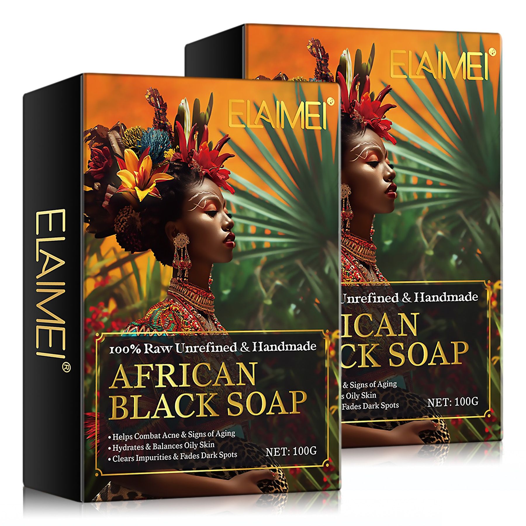 Aliver Savon noir africain naturel pour le soin de la peau