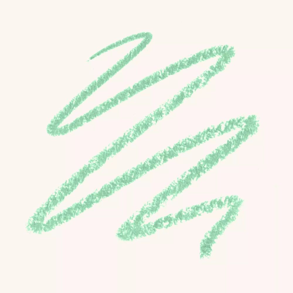 Traits de crayon khôl vert clair sur fond clair.