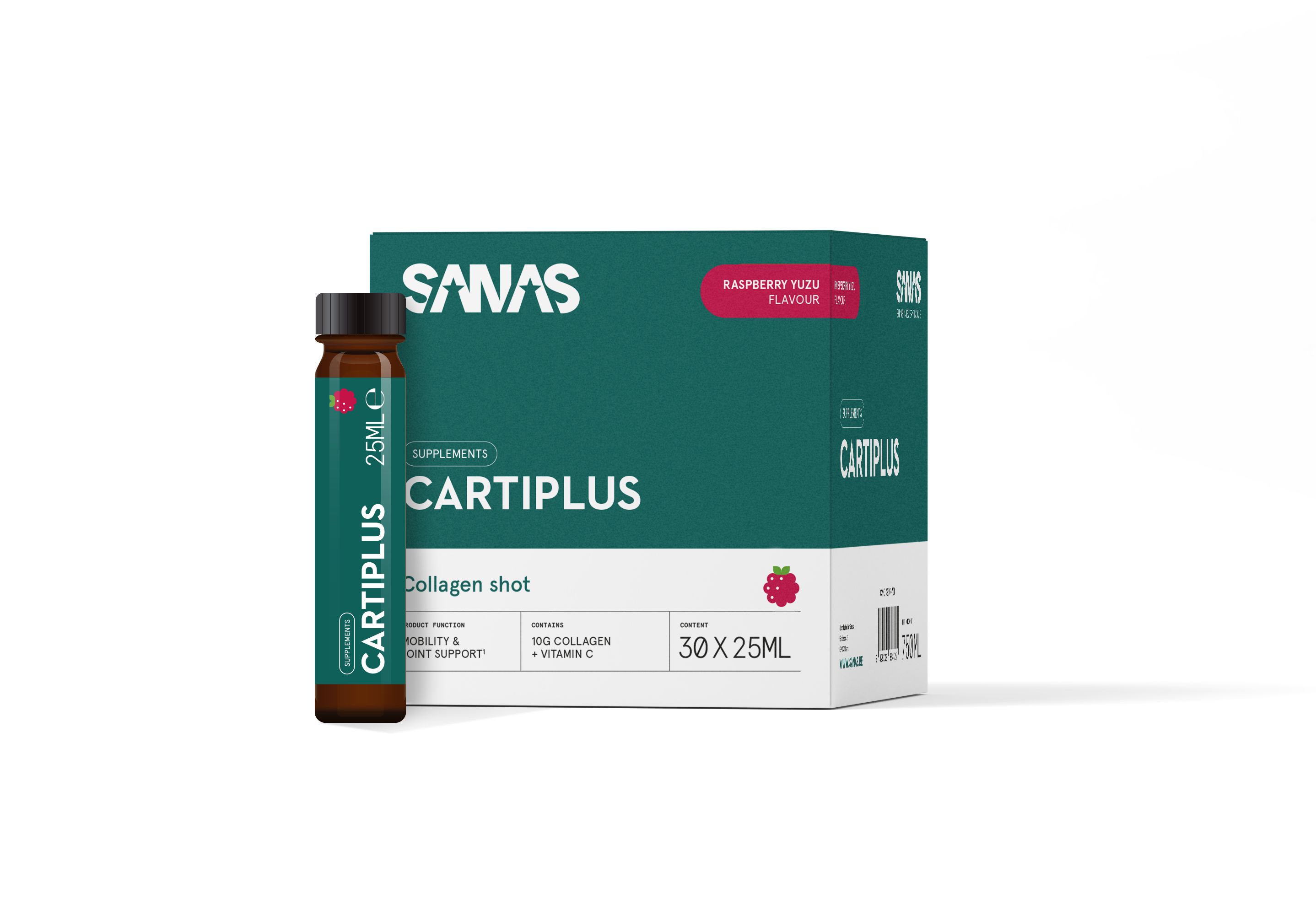 Sanas Cartiplus Raspberry yuzu - Collageen Shot