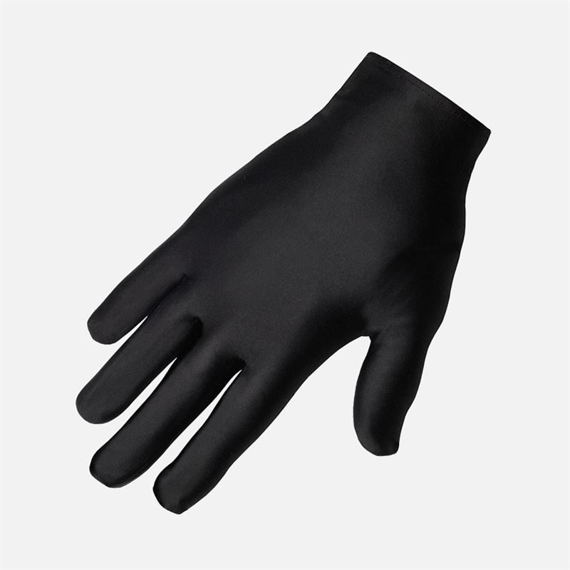 Gant noir, main droite. Matière lisse. Sur fond blanc.