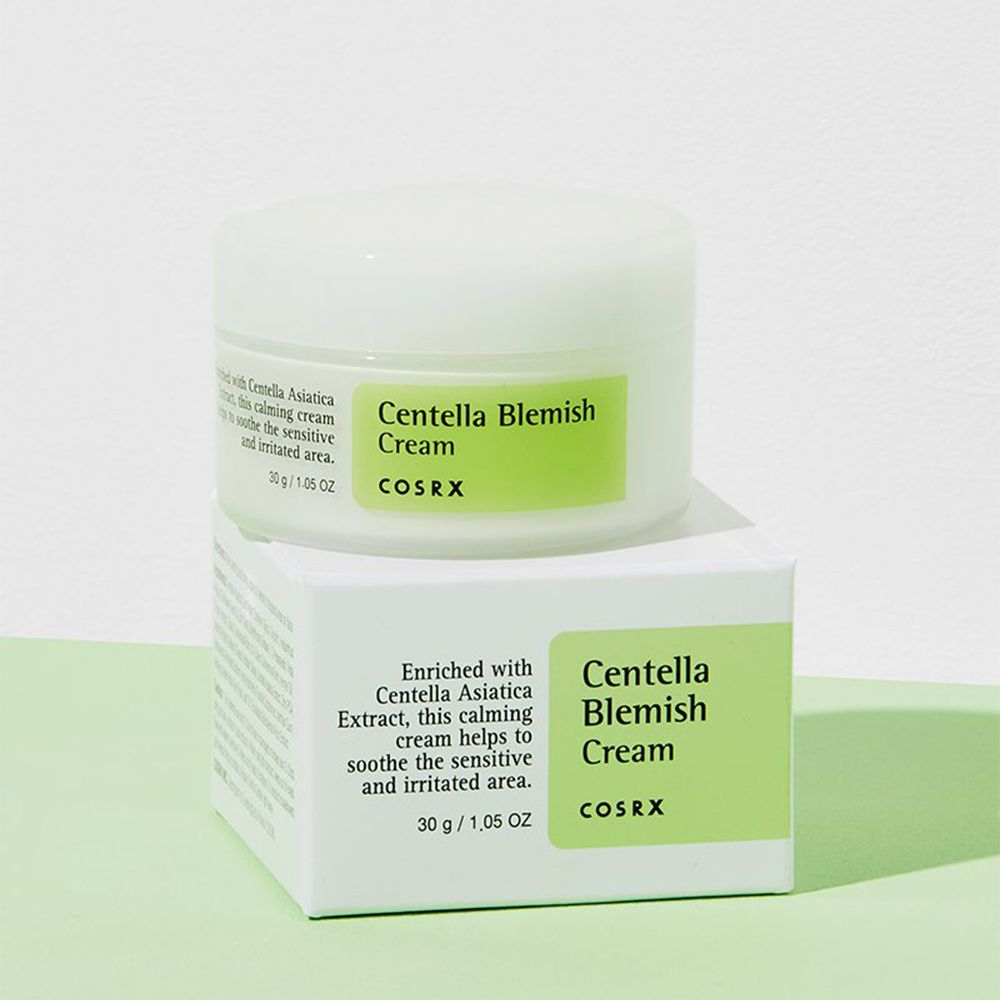 COSRX Centella Blemish Cream in witte pot met doos.