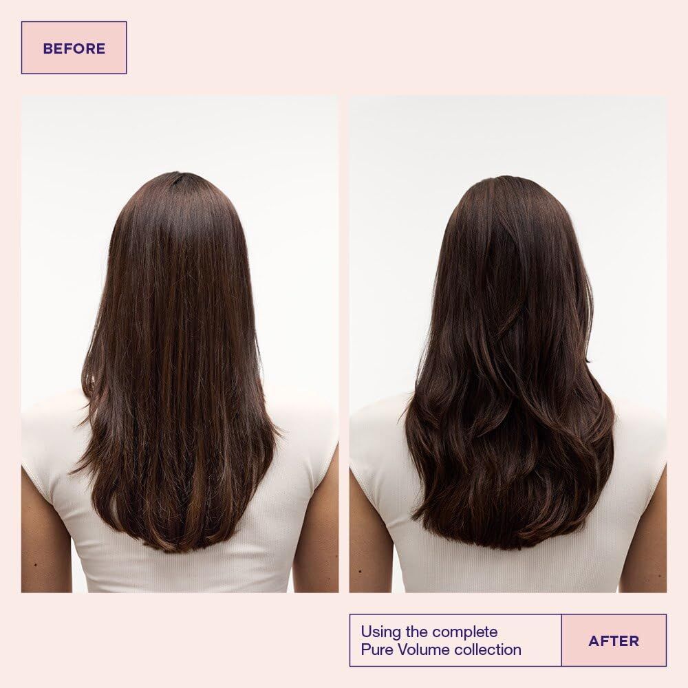 Voor/na vergelijking van haar behandeld met de Maria Nila Pure Volume collectie.