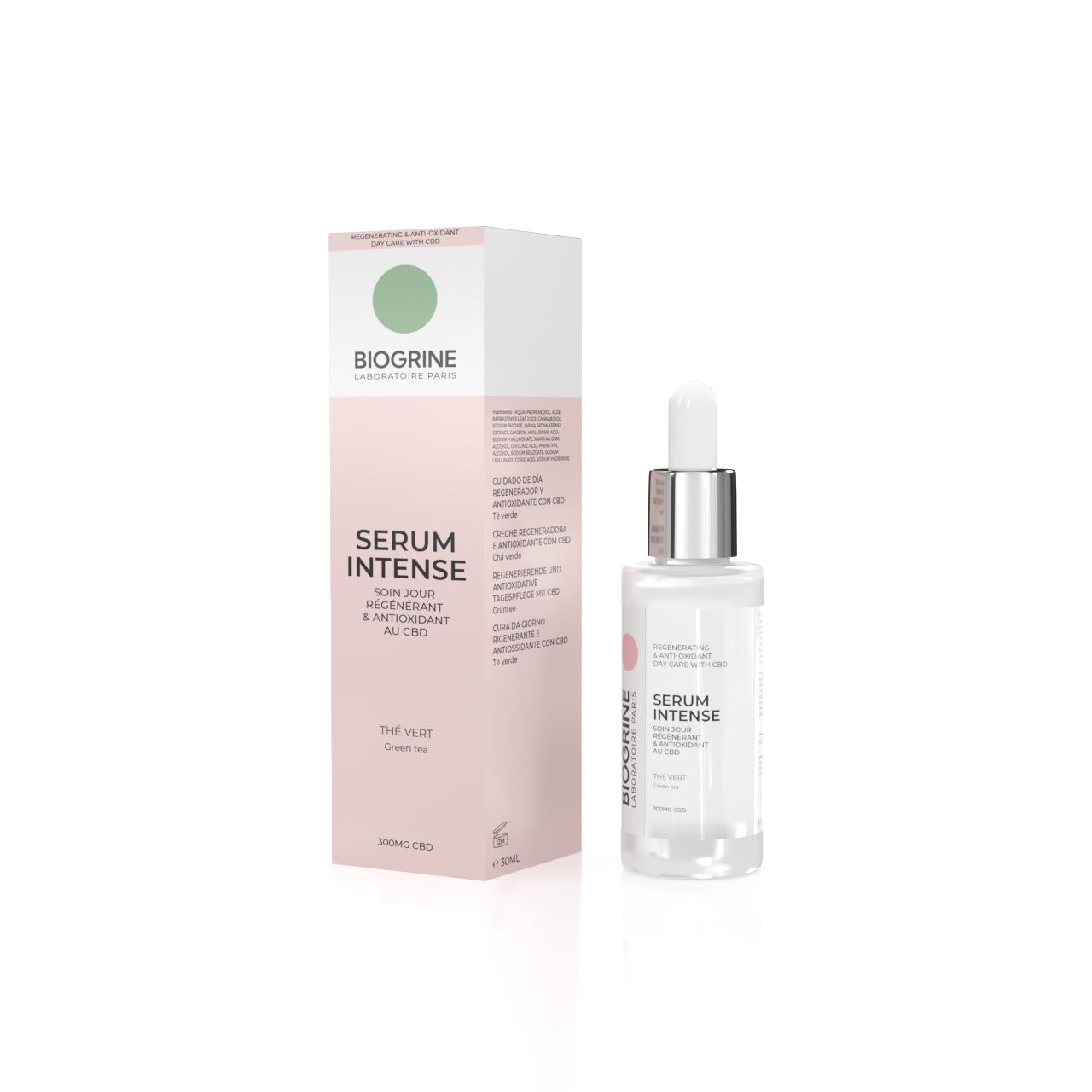 BIOGRINE "SÉRUM INTENSE" – Sérum CBD & Acide Hyaluronique, régénérant et antioxydant au thé vert