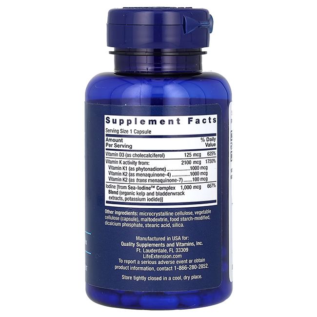 Life Extension Vitamines D and K with Sea-Iodine 125 mcg