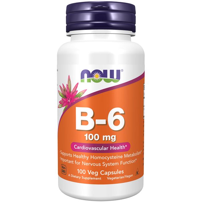 Now Foods Vitamine B-6 Pyridoxine 100 mg Capsules, 100 unités.