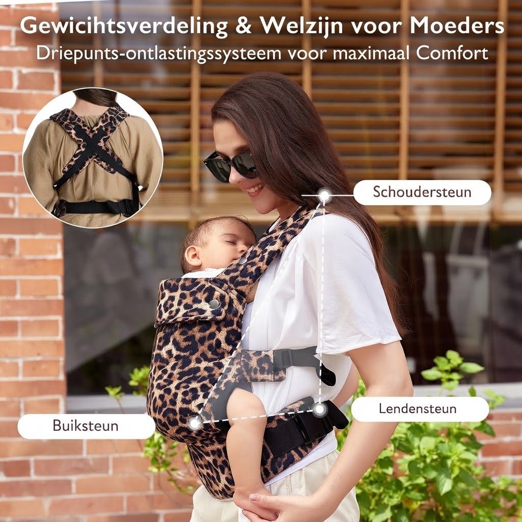 Momcozy Baby Draagzak – Licht & Ademend Luipaard
