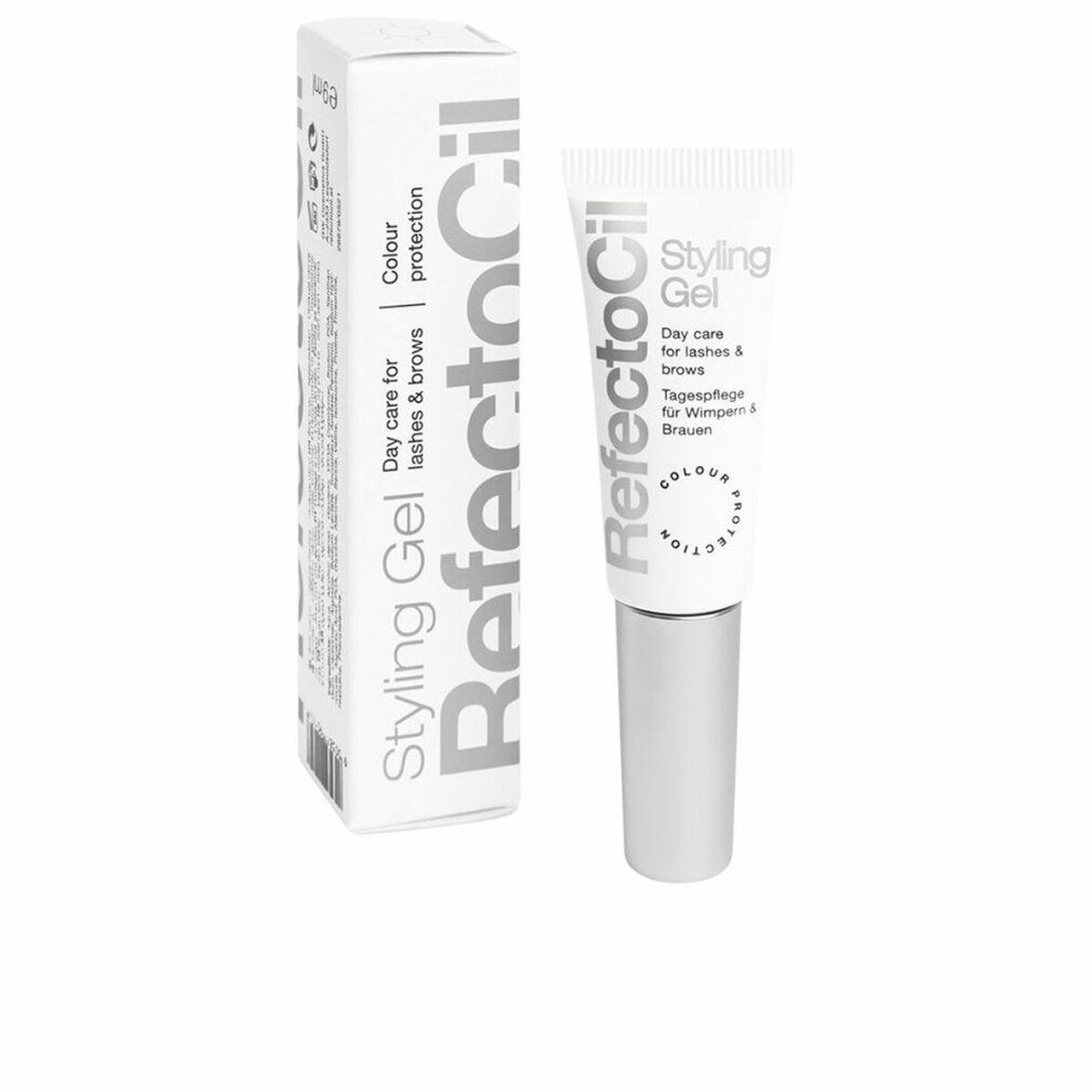 RefectoCil Styling Gel tube en doos. Tube en doos met zilveren accenten. Opschrift: Styling Gel, Day care for lashes & brows.