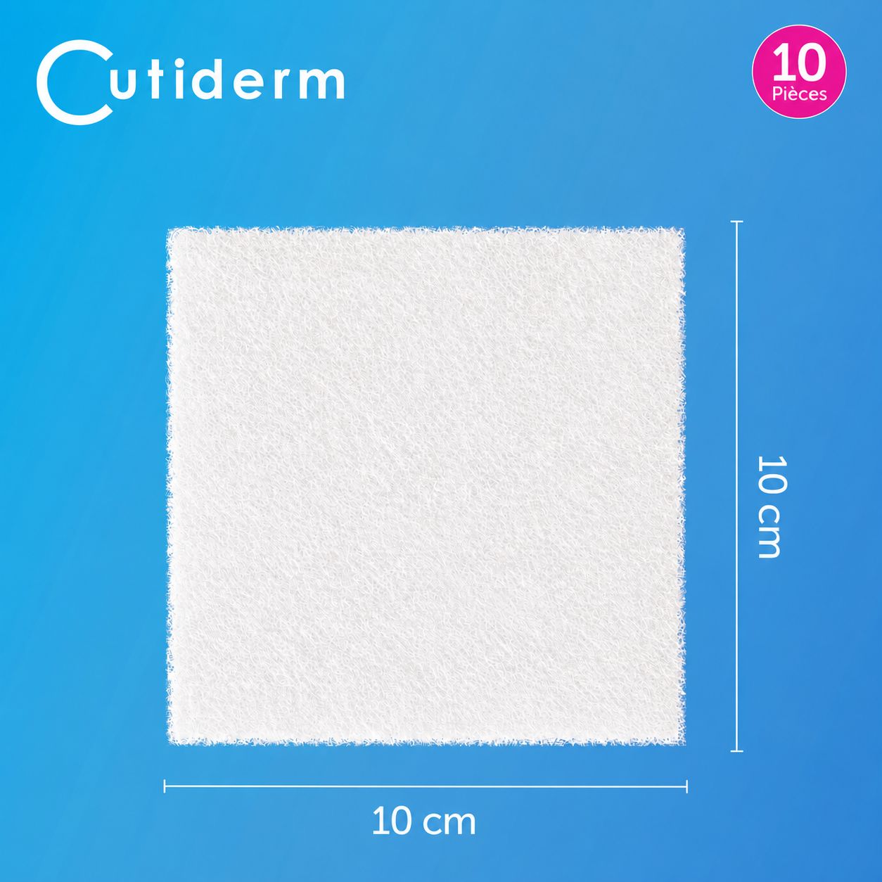 Compresse de gaze blanche 10x10 cm, 10 pièces. Cutiderm.