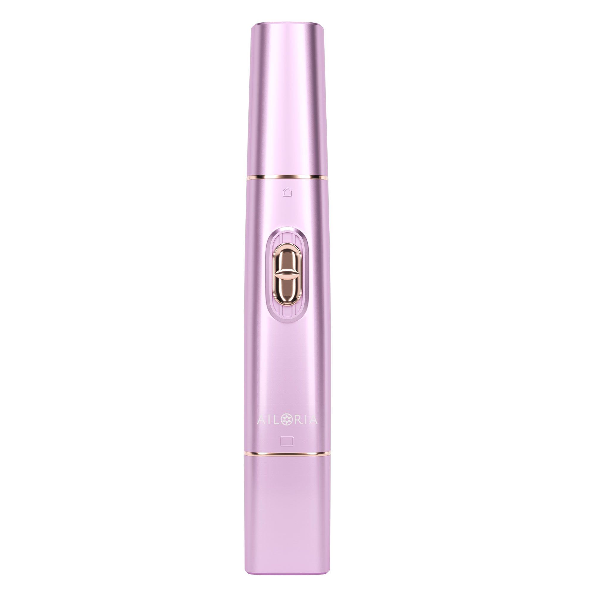 AILORIA LIBERTY 2en1 Rasoir Lipstick. Appareil rose et doré avec bouton et logo. Forme cylindrique.
