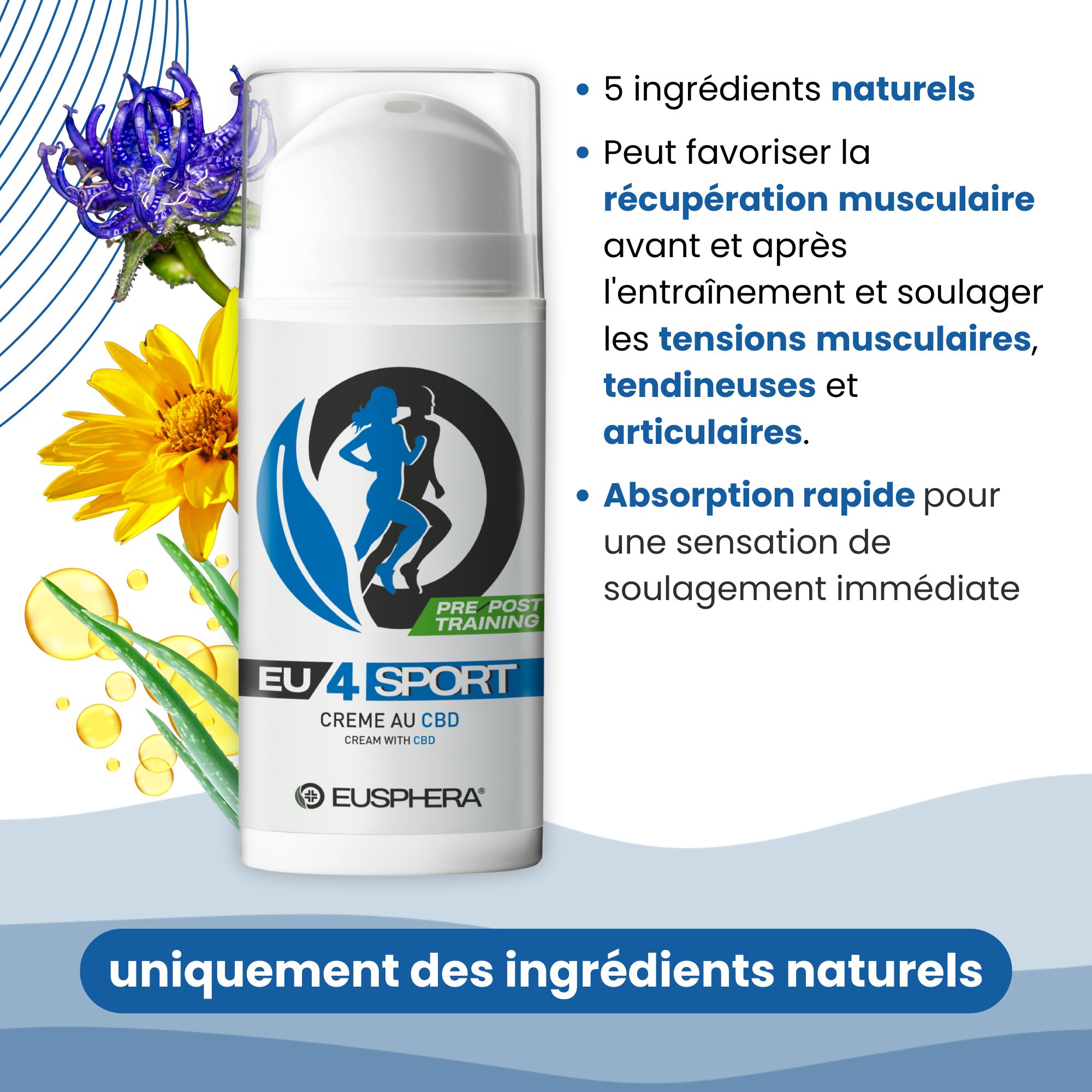 Crème au CBD pour la récupération musculaire | EU4SPORT - Eusphera