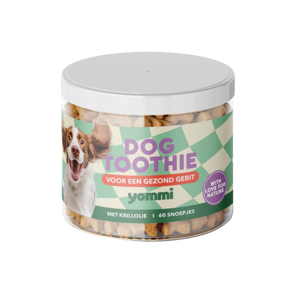 Hondenvoer blik 'Dog Toothie' met krillolie voor een gezond gebit.