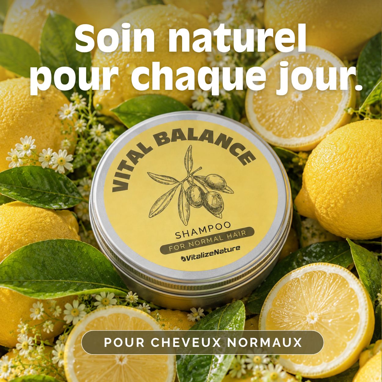 VitalizeNature Vital Balance Barre de Shampooing – Huile d’olive & extraits de plantes