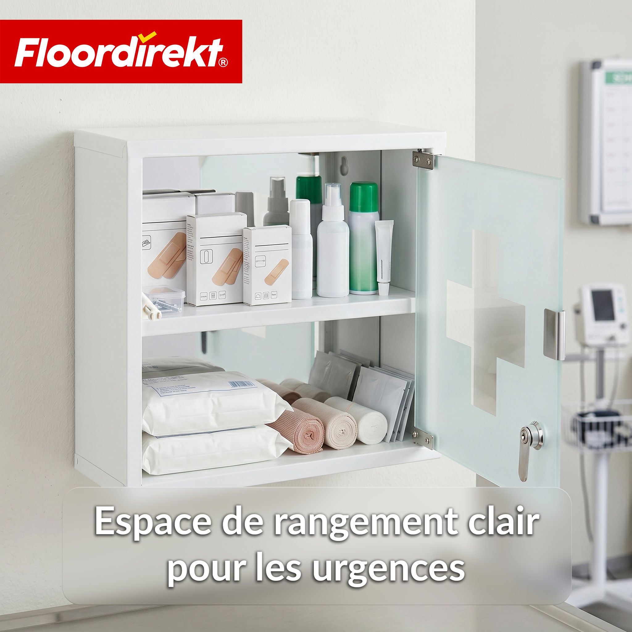KARAT Armoire à médicaments Allen - Armoire à pharmacie porte verre blanc 30 x 30 cm 2 comp.