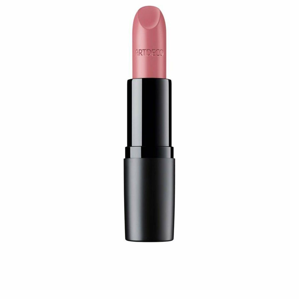 Roze lipstick in zwarte houder. Opschrift ARTDECO op de lipstick.