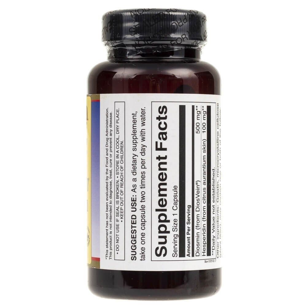 Bruine fles met Swanson Diosmin & Hesperidin Supplement Facts etiket, 60 capsules.