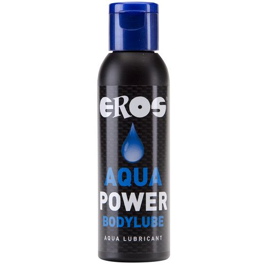 Eros Aqua Power Bodylube fles met blauwe fliptop dop.
