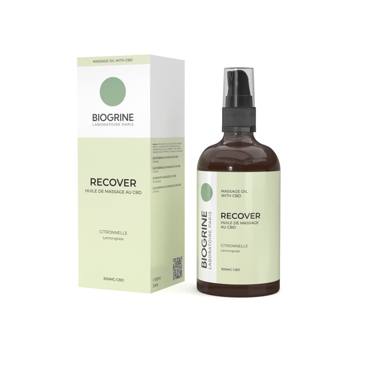 BIOGRINE "RECOVER" CBD-massageolie met citroengras