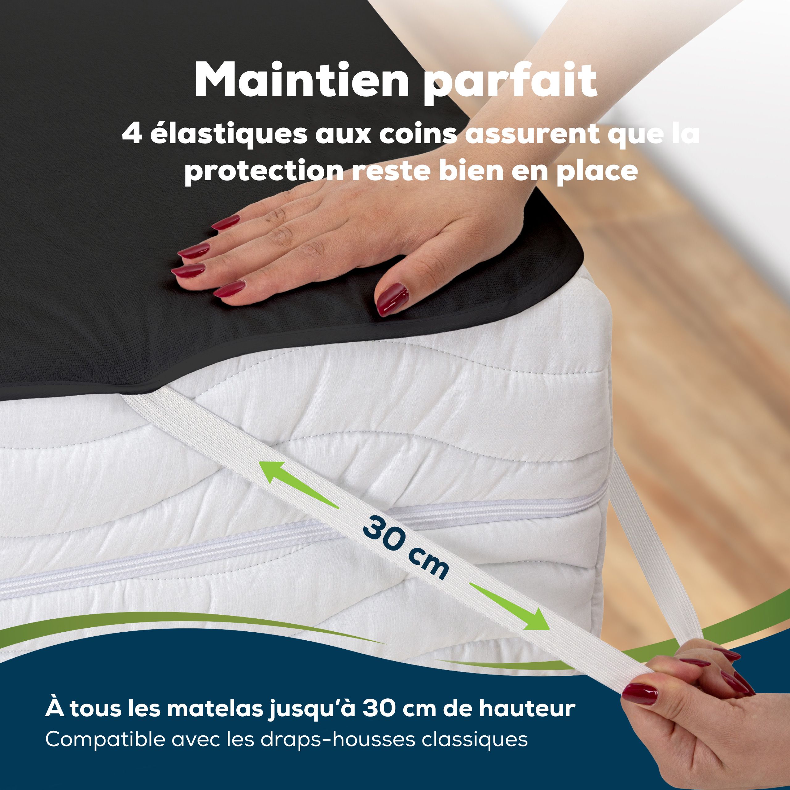 Sensalou protège-matelas d’incontinence 90 x 200 en noir