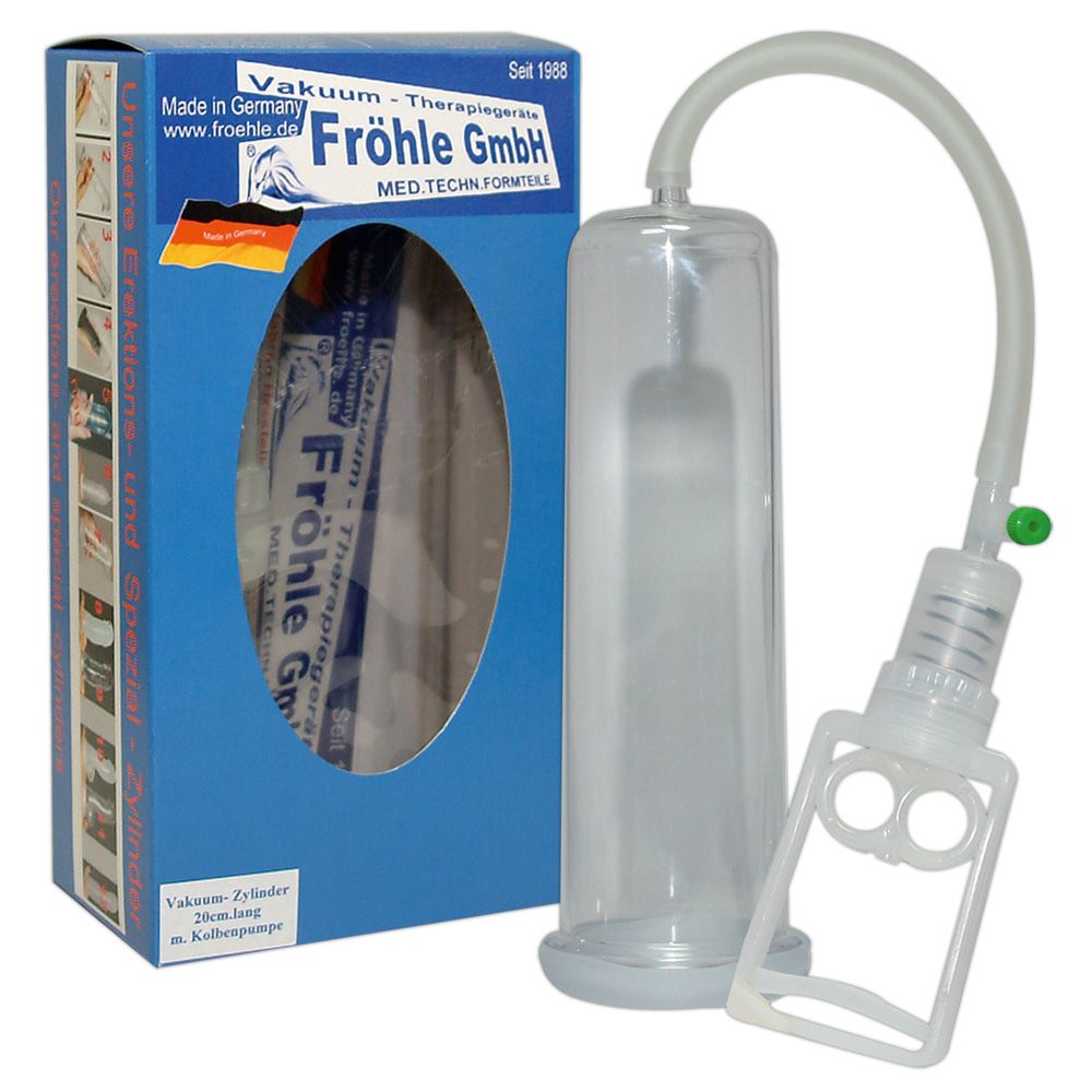 Vacuümcilinder met zuigerpomp, merk Fröhle GmbH, Made in Germany.