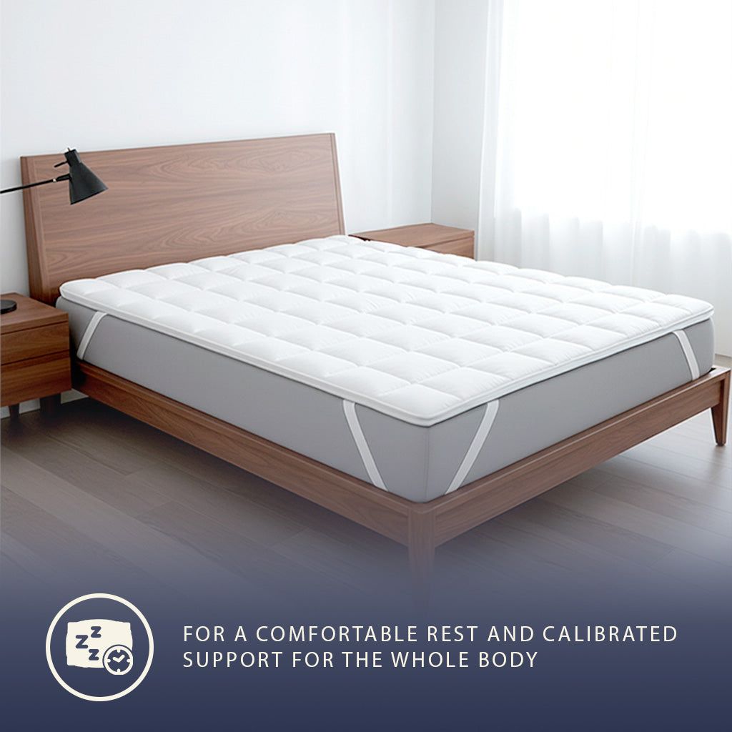 The White Stone topper 160x190 cm met 500 g vulling | Gewatteerde matrasbeschermer