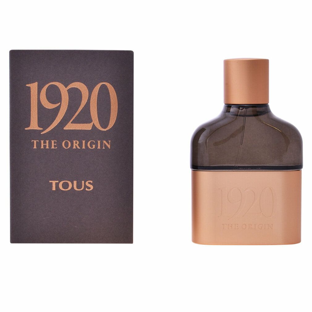Flacon de parfum et emballage. Flacon avec base et bouchon cuivrés, verre foncé. Emballage avec texte doré.