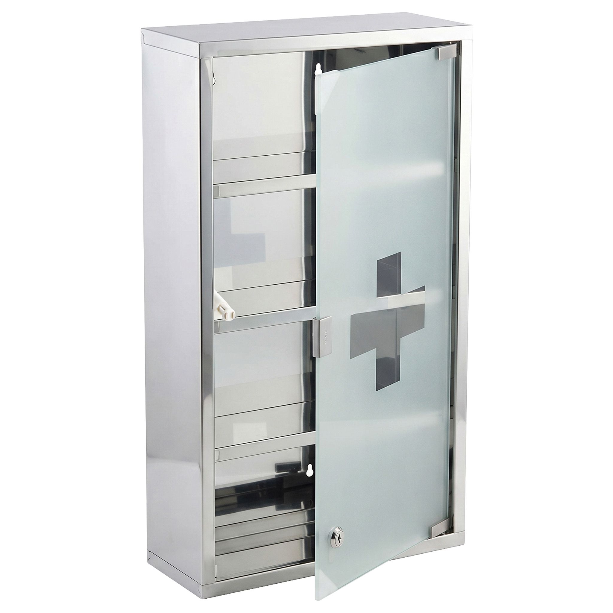 KARAT Armoire à médicaments Allen - Armoire à pharmacie porte verre argent 60 x 30 cm 4 comp.