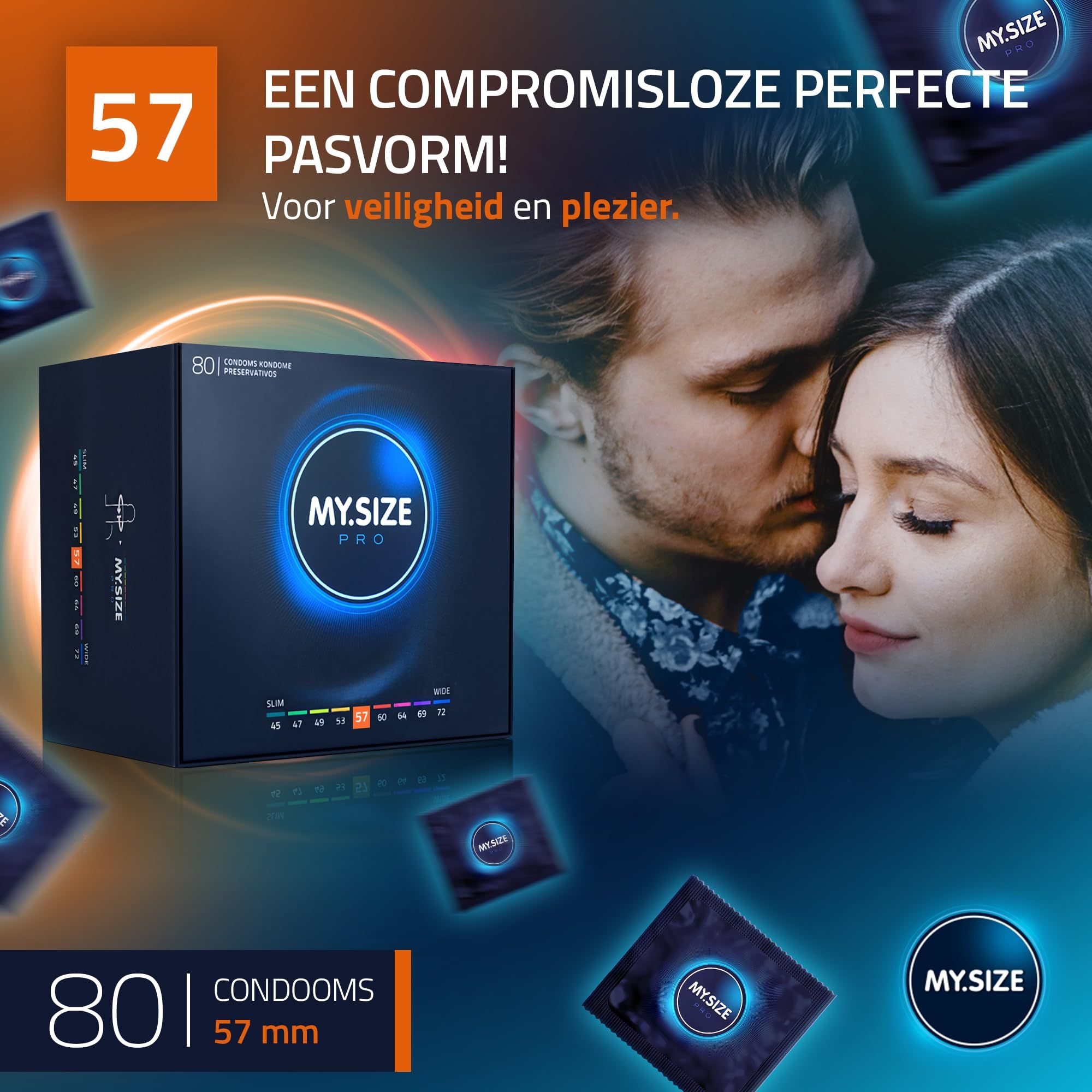 Individueel MY.SIZE PRO ELITE condoom, maat 57mm. Dun, latexvrij, vegan.