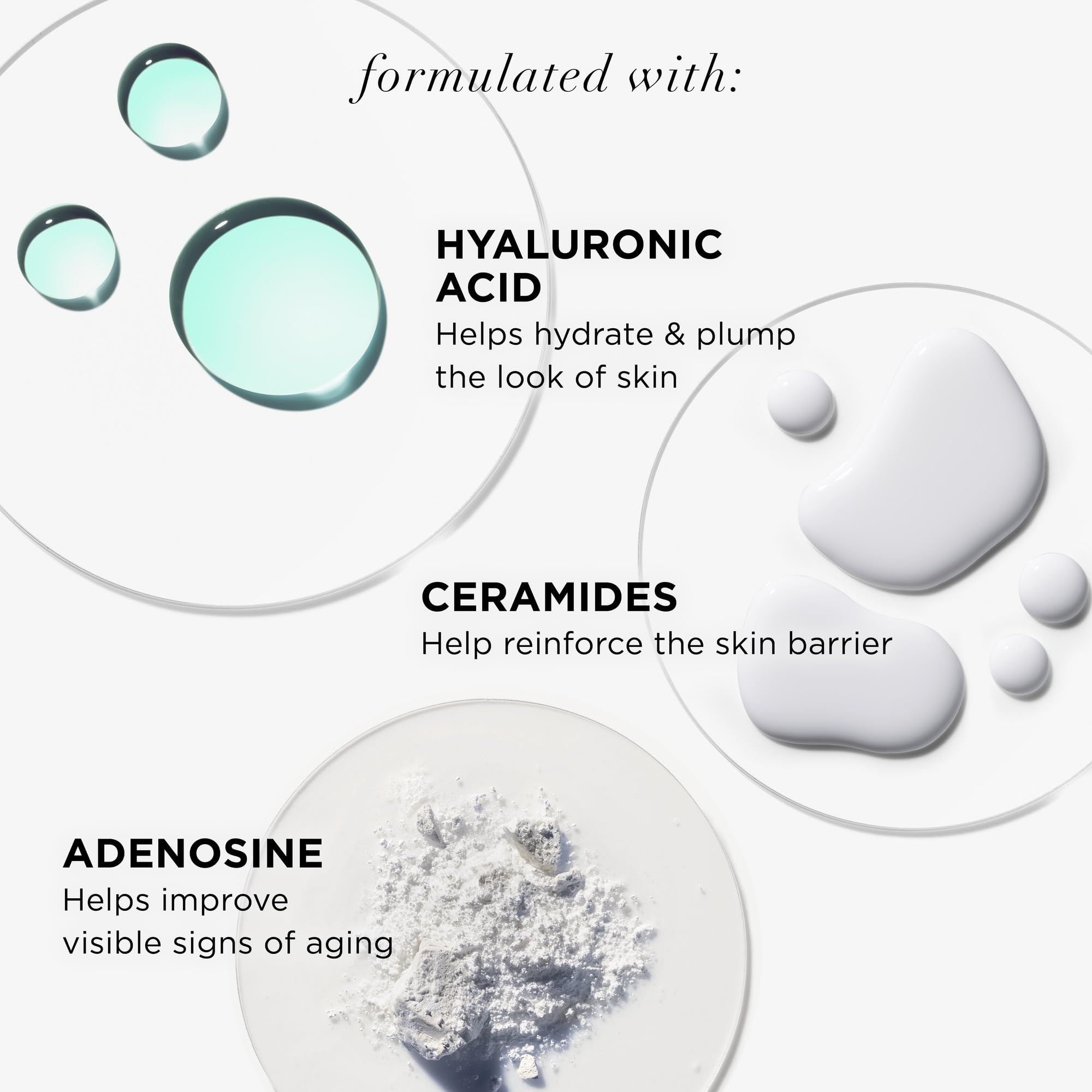 Ingrédients de la crème IT Cosmetics Confidence In Your Beauty Sleep : acide hyaluronique, céramides, adénosine.