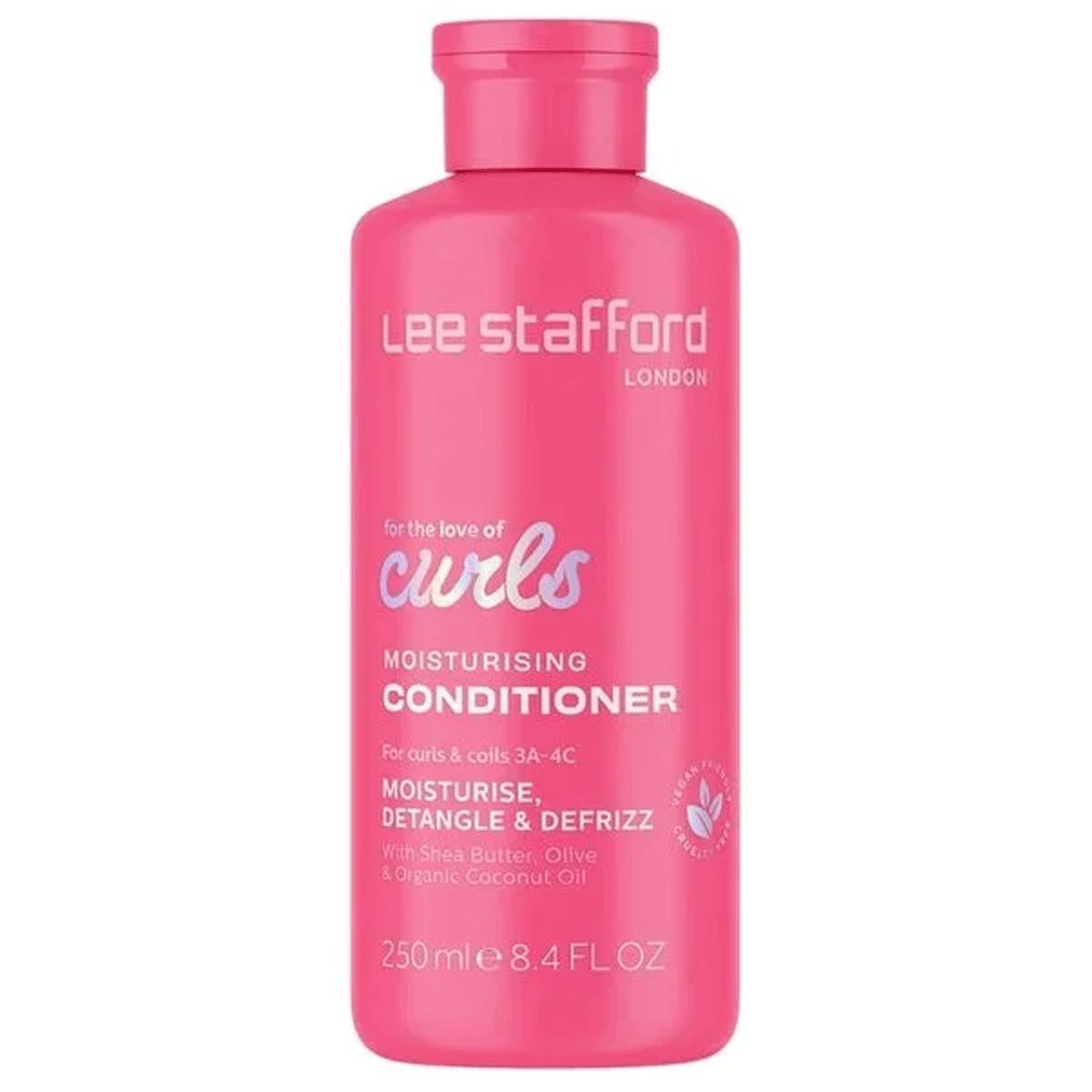 Bouteille rose de Lee Stafford For The Love Of Curls Moisturising Conditioner, 250ml.