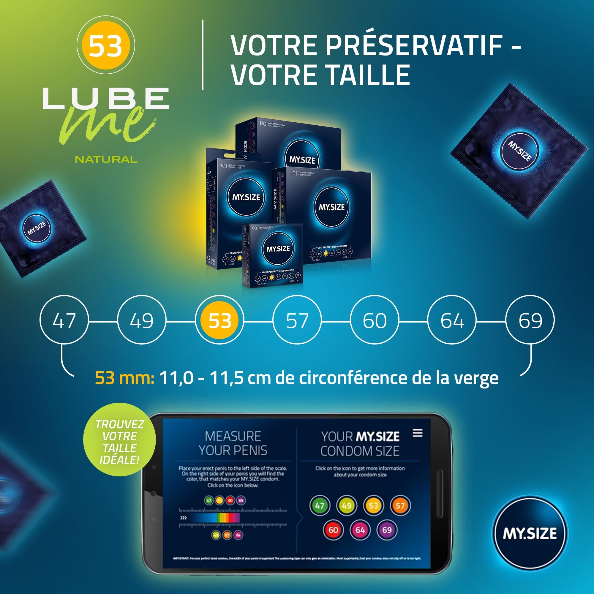 MY.SIZE PRO Préservatifs + LUBE ME Natural + Body Candle Set