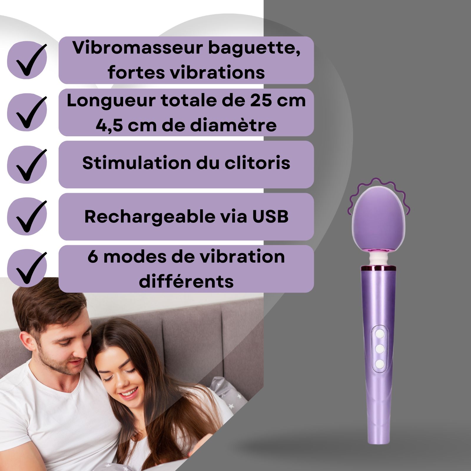 Lovelyness - Vibromasseur baguette de massage - Violet 1 pc(s) - Farmaline