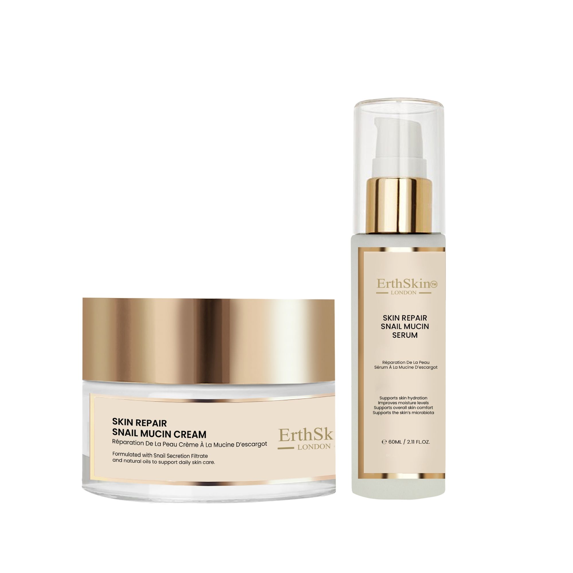 ErthSkin London Crème réparatrice à la bave d'escargot + Sérum à la bave d'escargot
