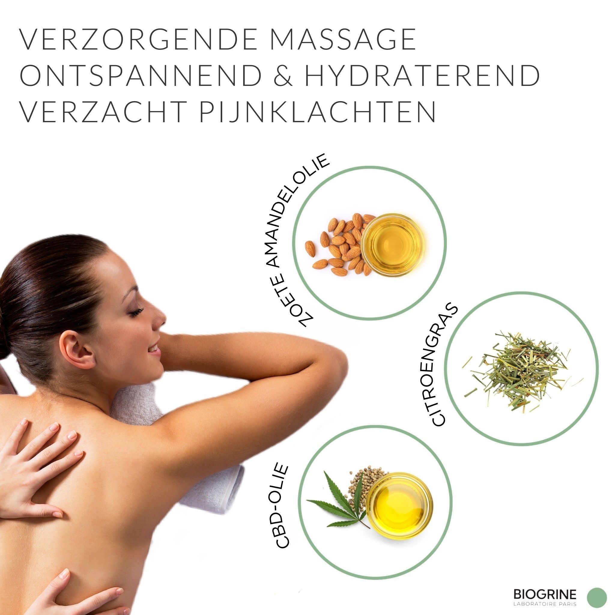 BIOGRINE "RECOVER" CBD-massageolie met citroengras