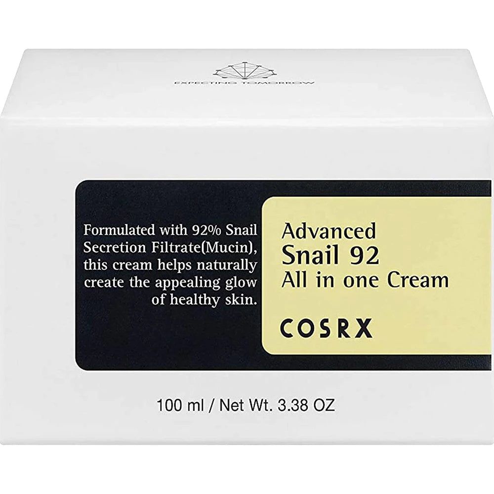 Emballage de la crème COSRX Advanced Snail 92 All in One avec informations produit.