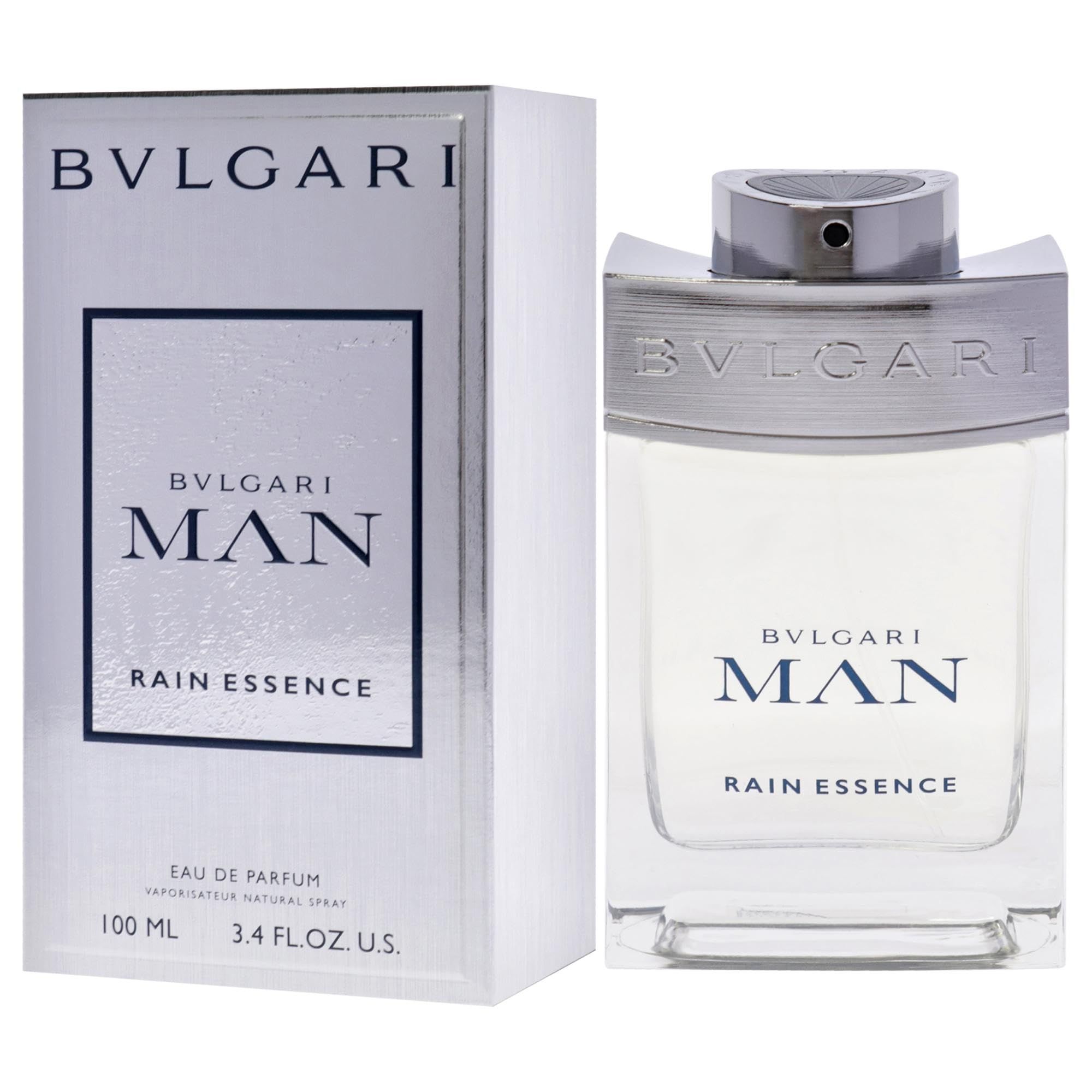 Bvlgari Man Rain Essence Eau de Parfum 100ml flacon et boîte.