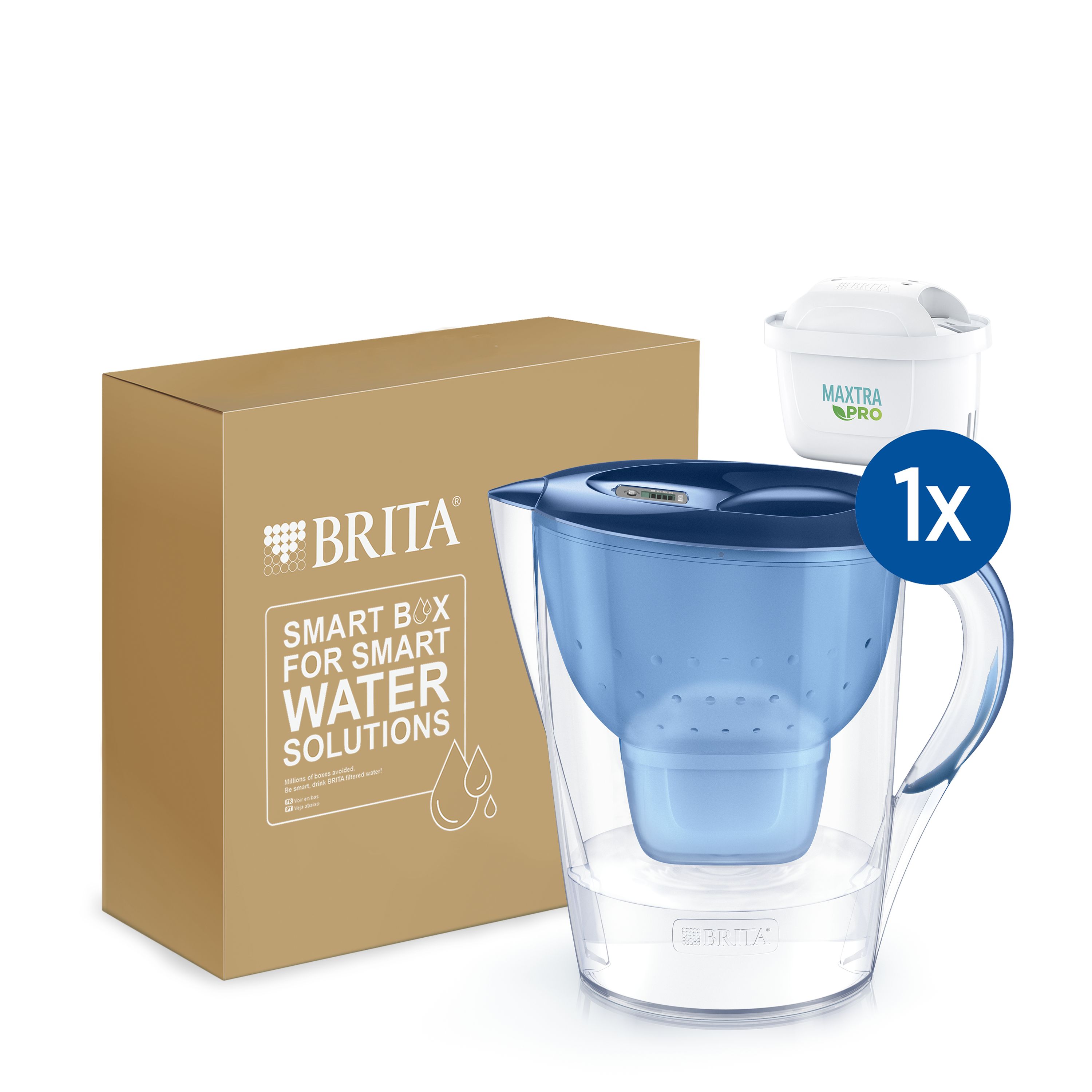 Carafe filtrante BRITA Marella XL avec Smart Box et une cartouche MAXTRA PRO.