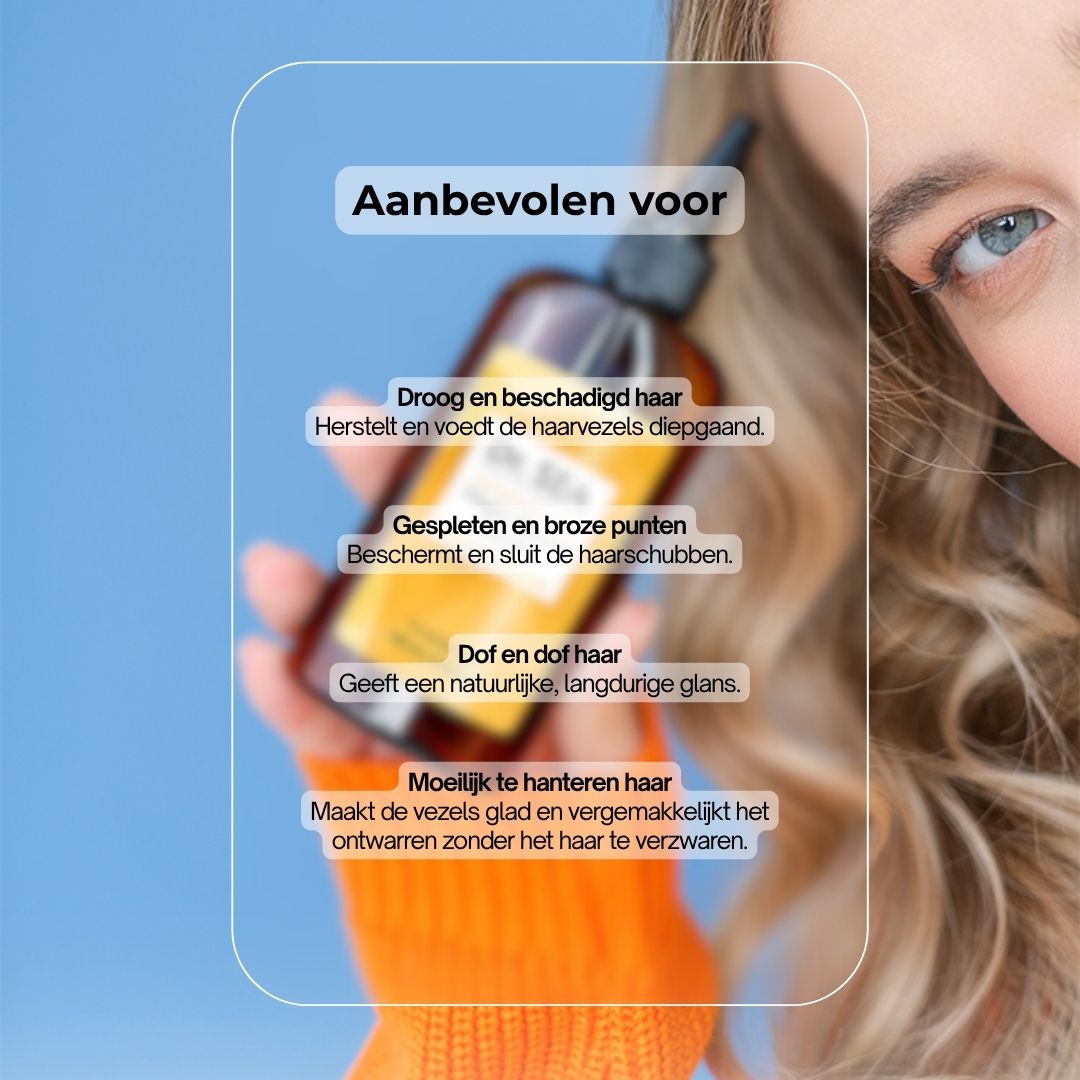 Productfles met tekst. Tekst: Zonder parabenen, sulfaten, PEG, formaldehyde. Dermatologisch getest. Verstopt de poriën niet.