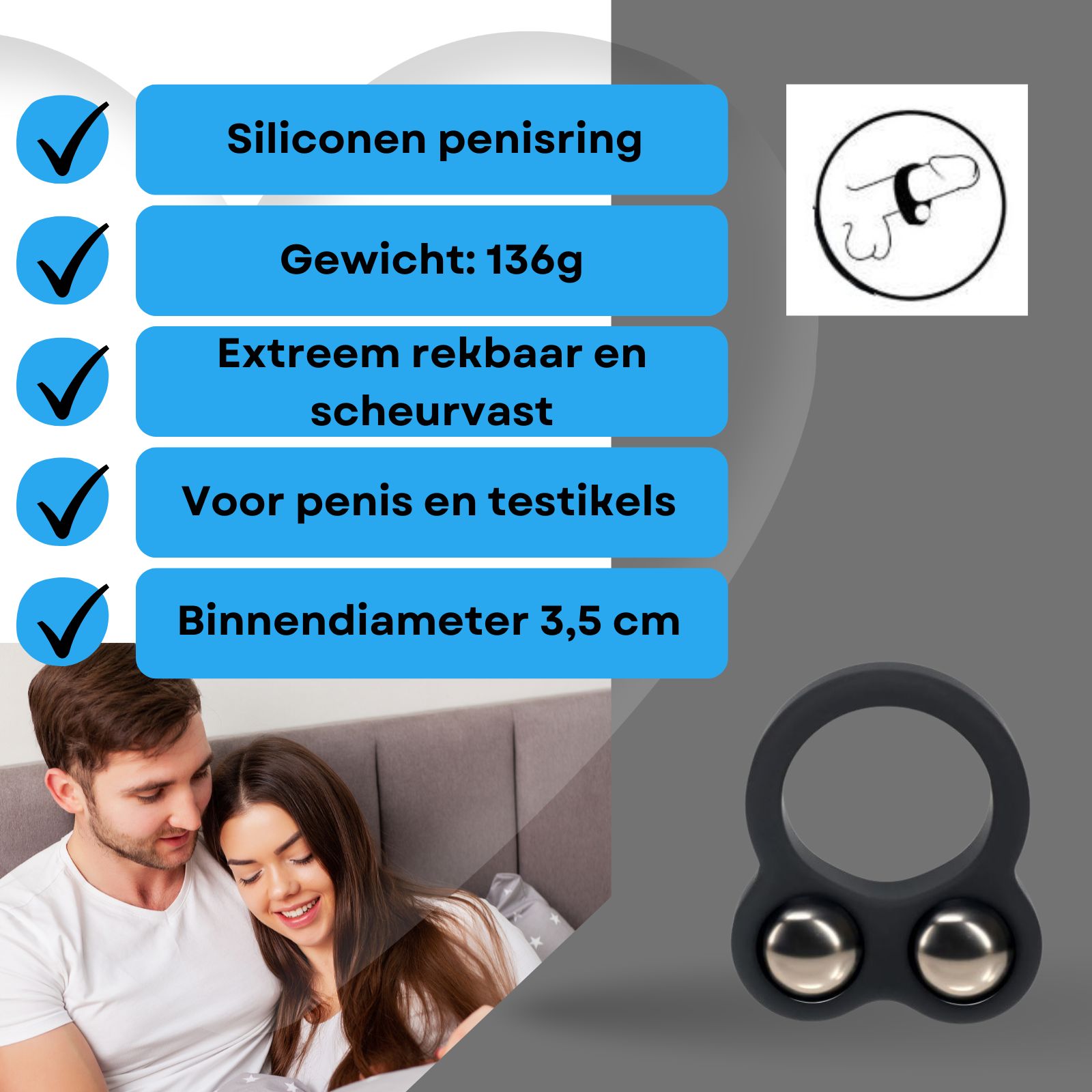 Lovelyness - Cockring met gewicht - Heavy - M
