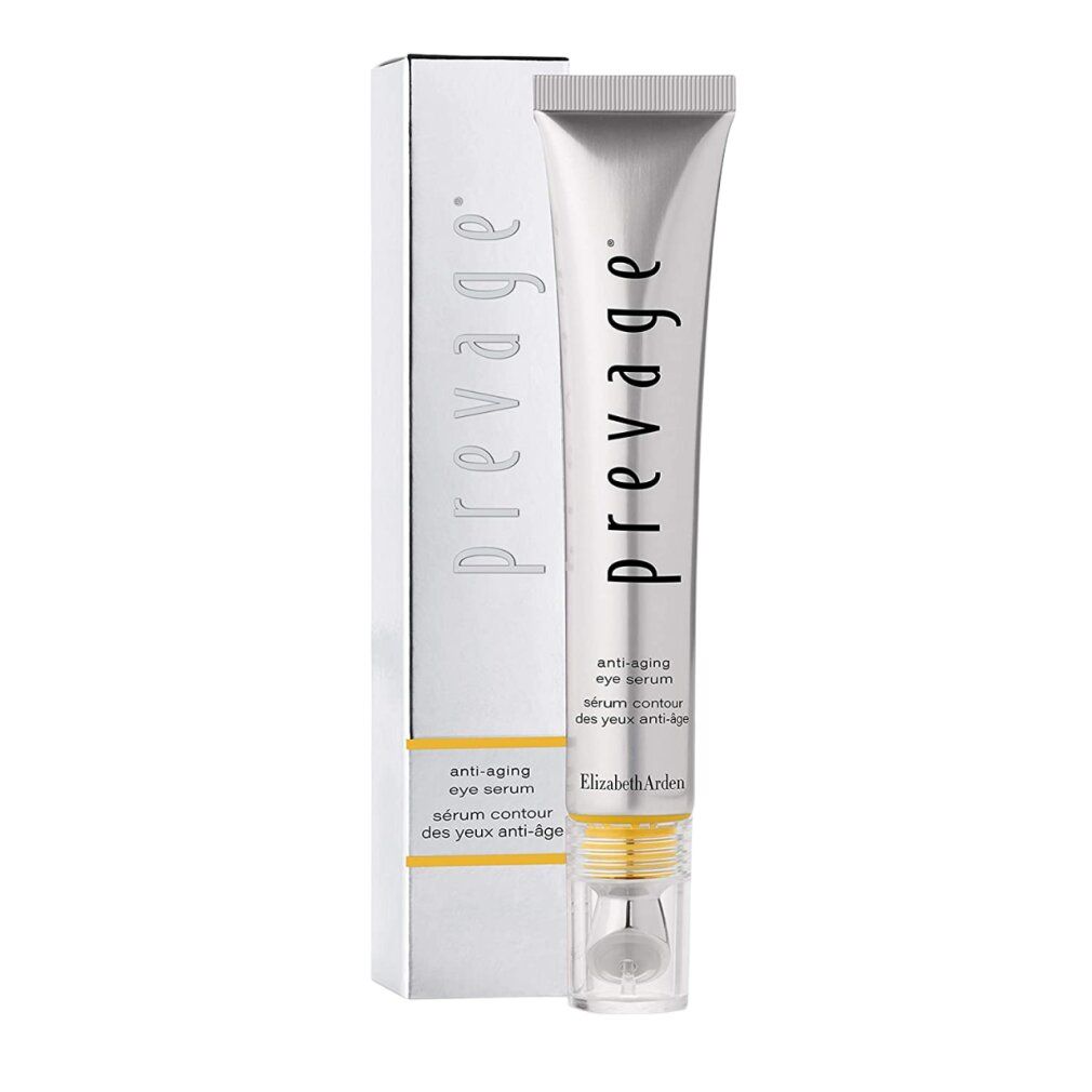 Tube en doos. Tube: "prevage" en anti-aging oogserum. Doos: "prevage" en productinfo. Merk: Elizabeth Arden.