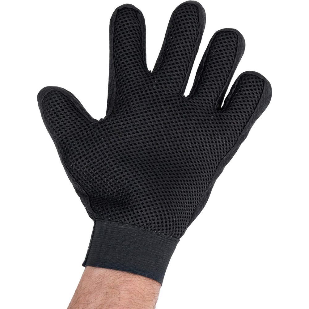 Gant en maille noire avec bracelet noir au poignet. Pour animaux de compagnie.