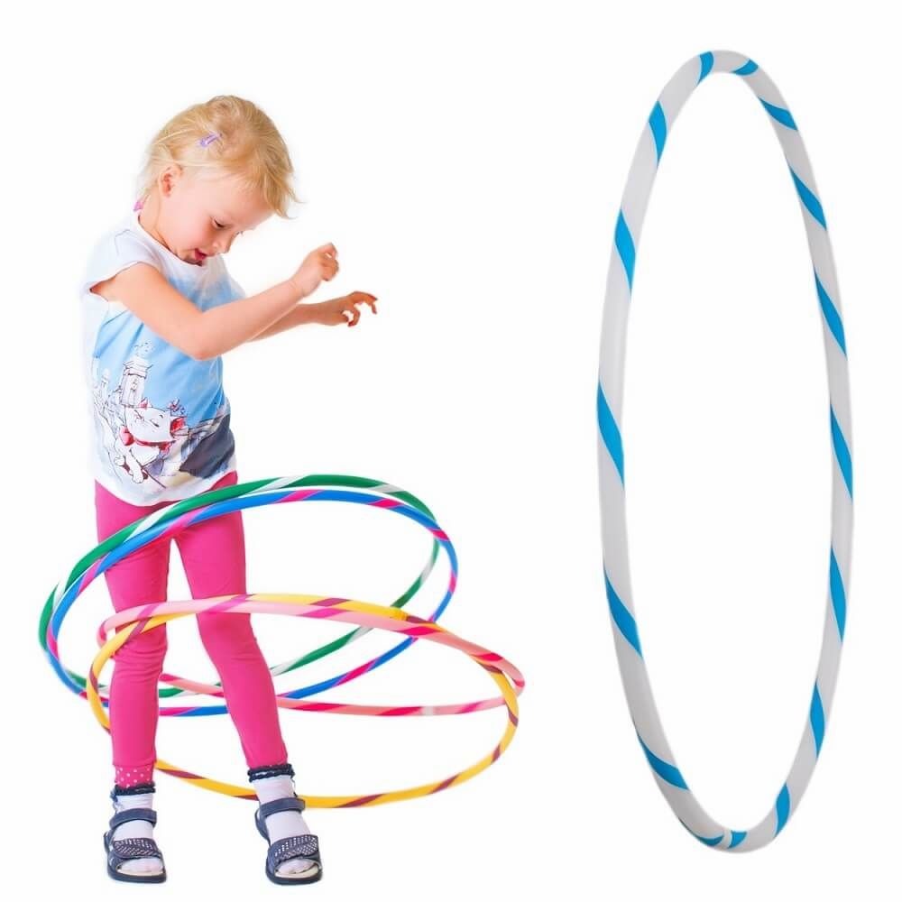 Hoopomania hula hoop enfant avec ruban grip | Ø 60 cm | Blanc-Bleu