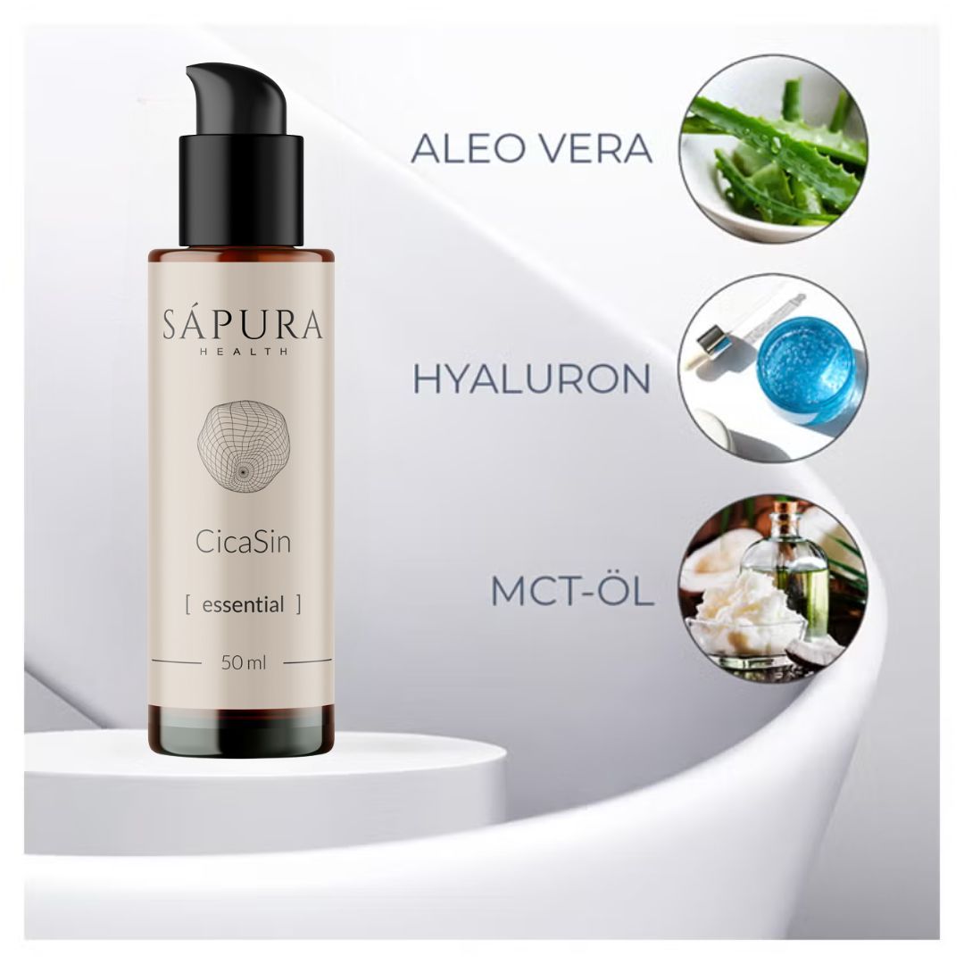 Distributeur à pompe CicaSin avec Aloe Vera, Hyaluron et huile MCT.