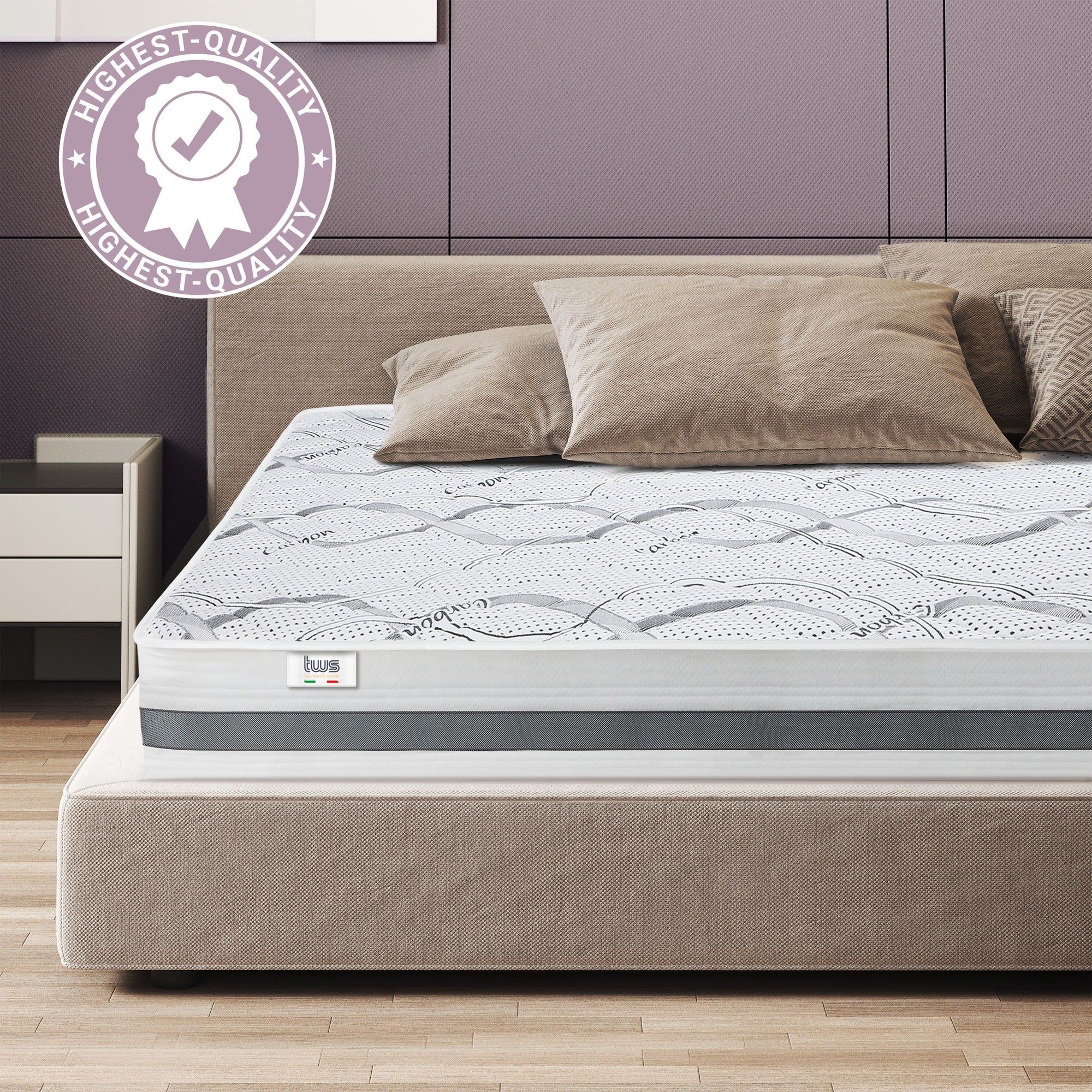 The White Stone Orthopedisch Matras 120x200 cm Medium Stevigheid | Hoogte 25 cm