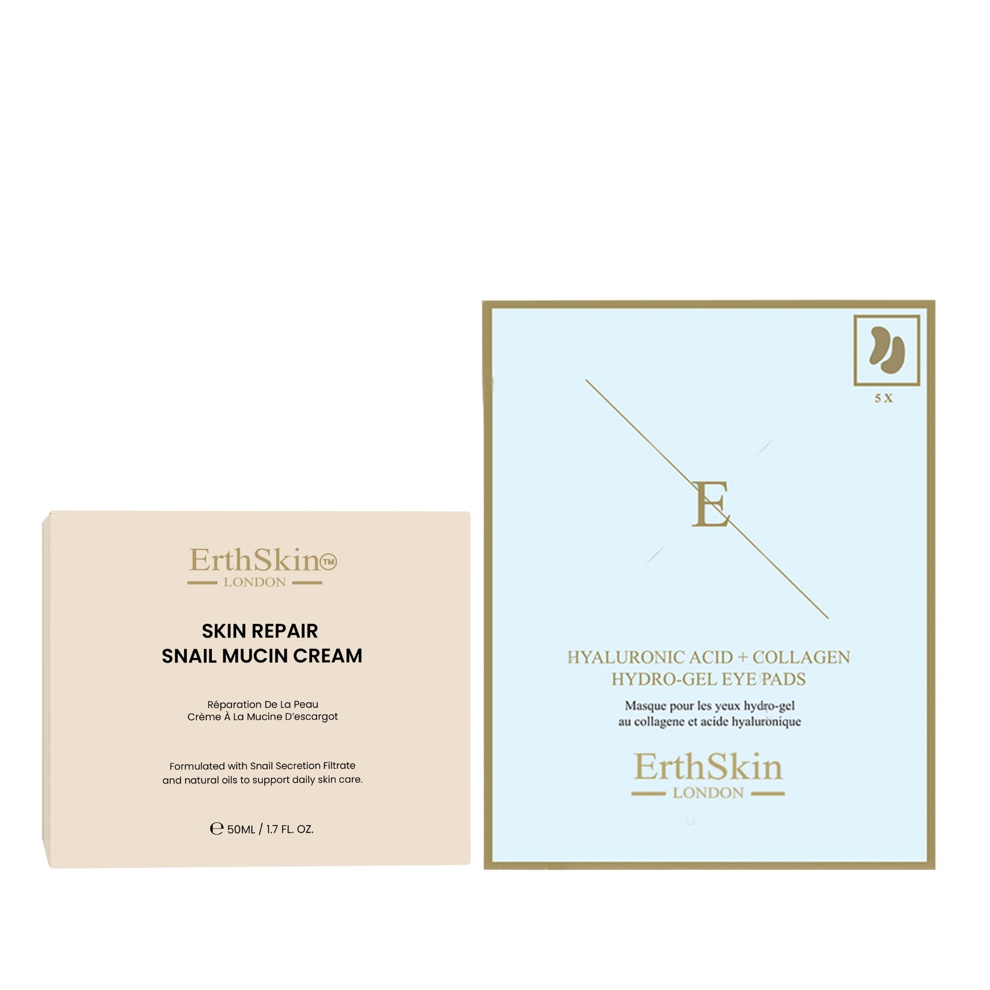 ErthSkin London Huidherstellende slakkencrème + collageen oogpads