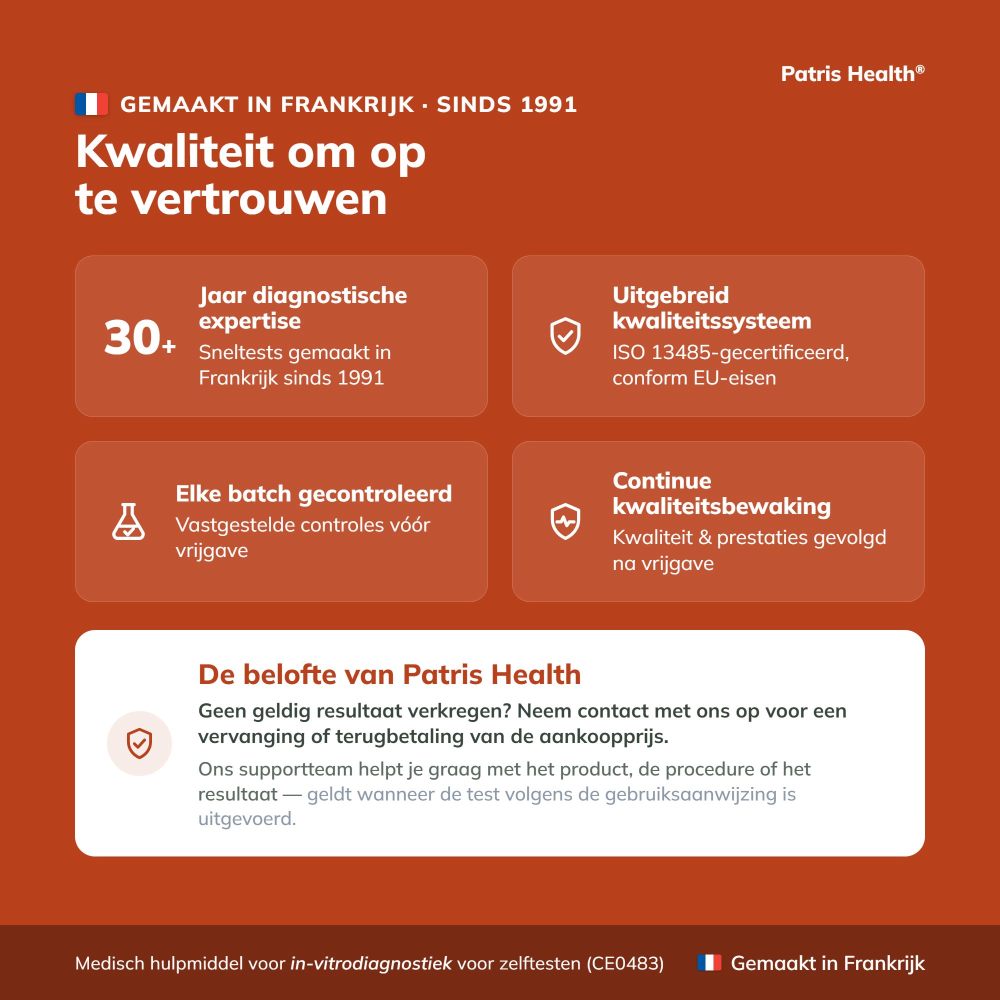 Kwaliteit van de PSA zelftest: Meer dan 30 jaar ervaring, ISO-gecertificeerd, batchcontrole.