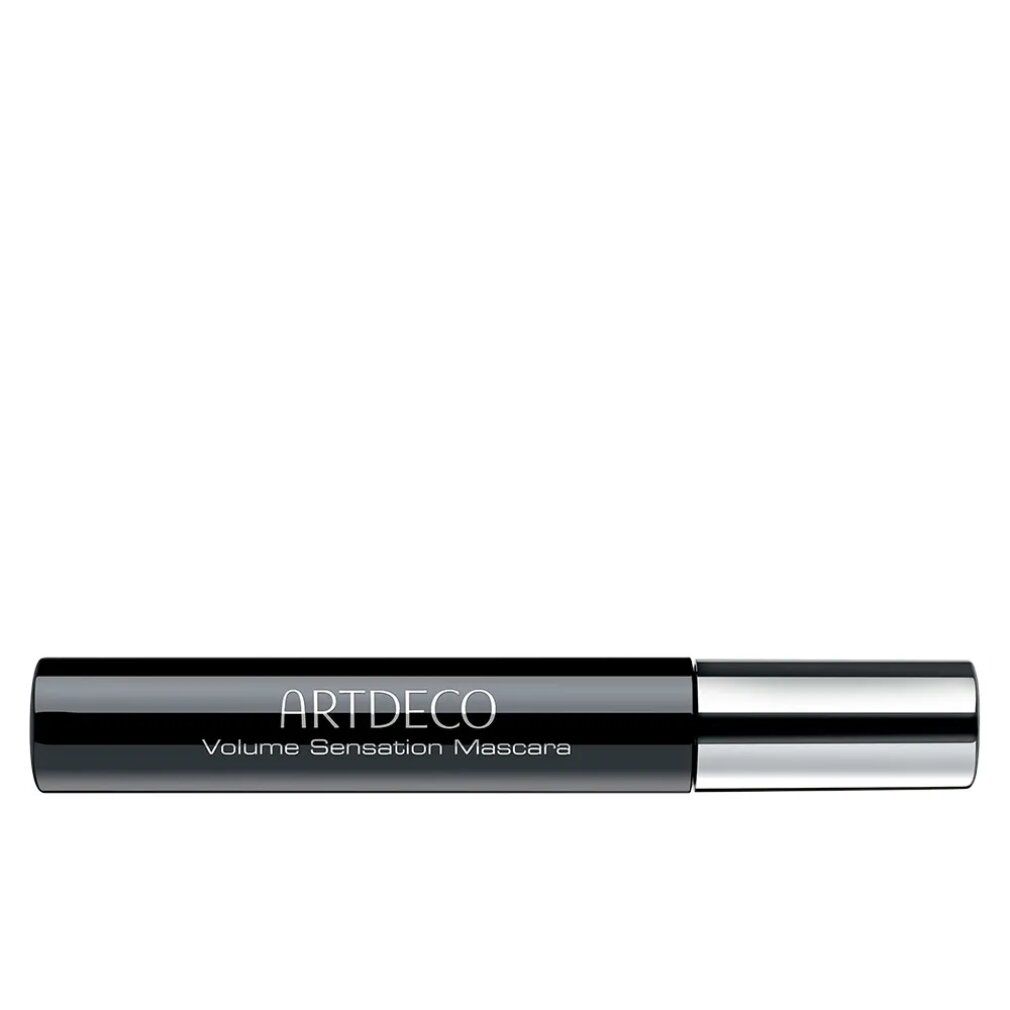 Tube de mascara noir avec capuchon argenté. Le tube porte la mention ARTDECO Volume Sensation Mascara.