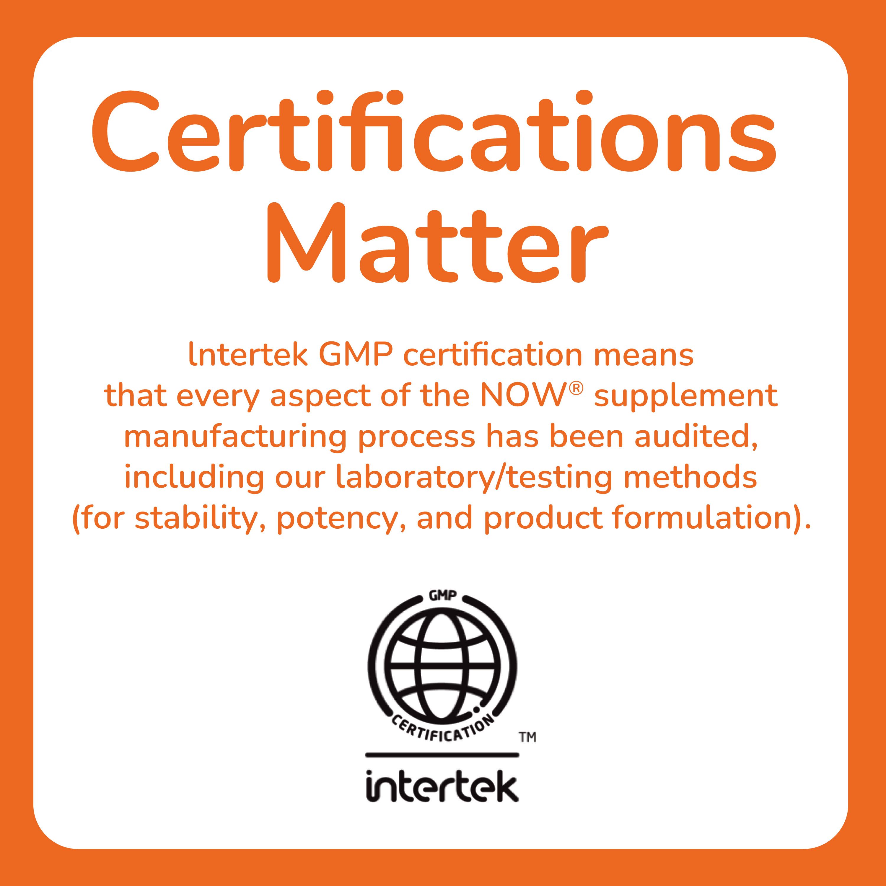 Logo de certification Intertek GMP pour NOW Vitamine D-3 1000 UI.